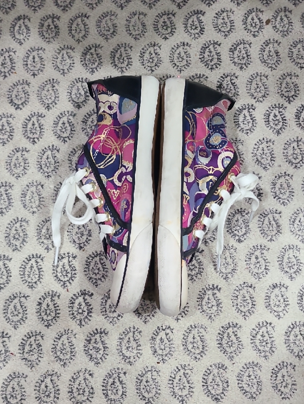 Coach Pink and Purple Patterned Lace-Up Sneakers - Picture 7 of 8
